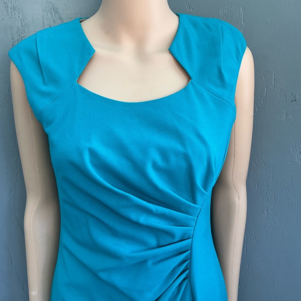 Calvin Klein Teal Cap-Sleeve Sheath Dress - Picture 9 of 9